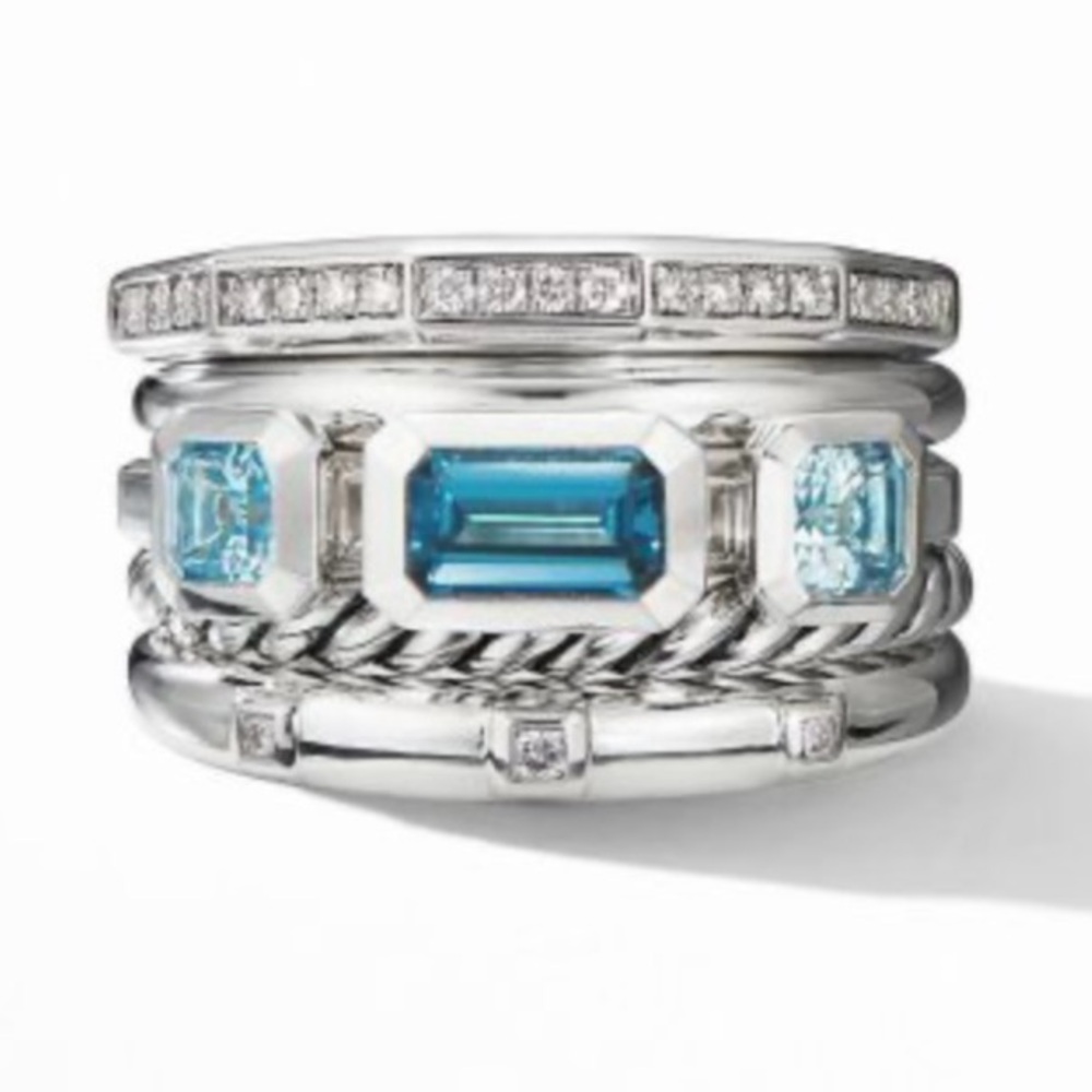 Stax Cable Five Row Gemstone Ring sizes 6-9